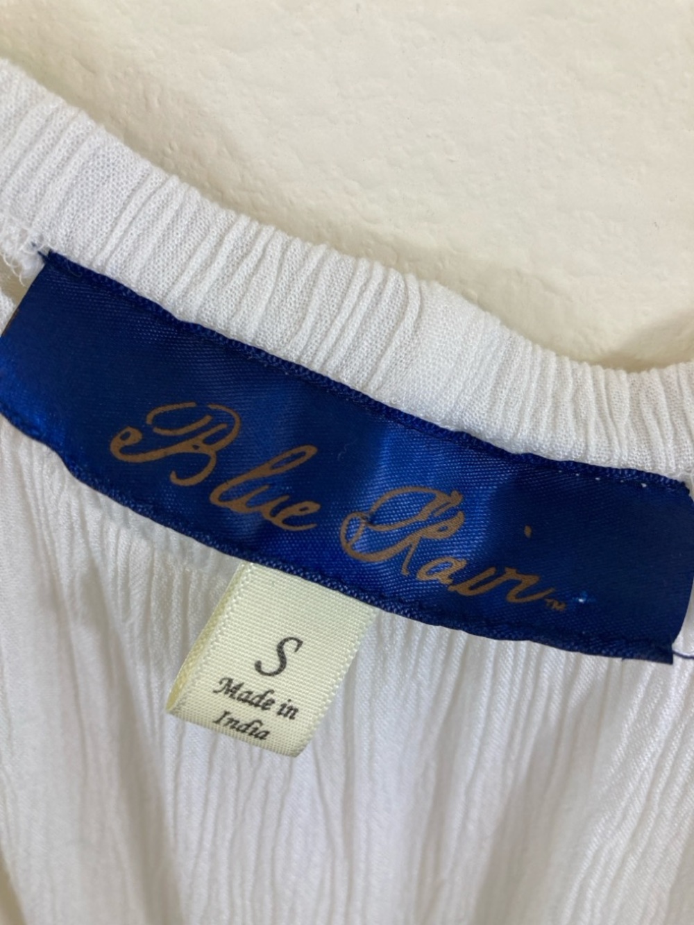 Blue Rain White Peasant Top with Floral Embroidery and Tassel Trim Size S - Picture 6 of 9